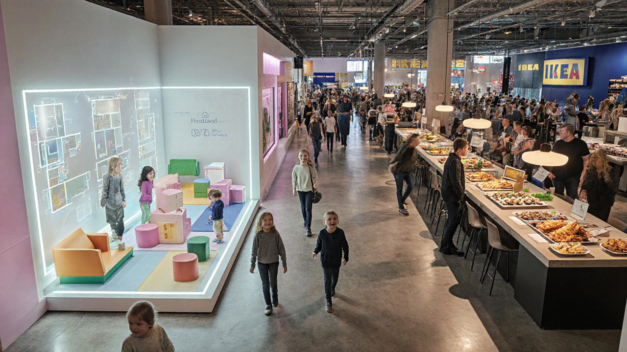 Interiér Gävle IKEA s Playtown, Smart Home výstavou a restaurací.