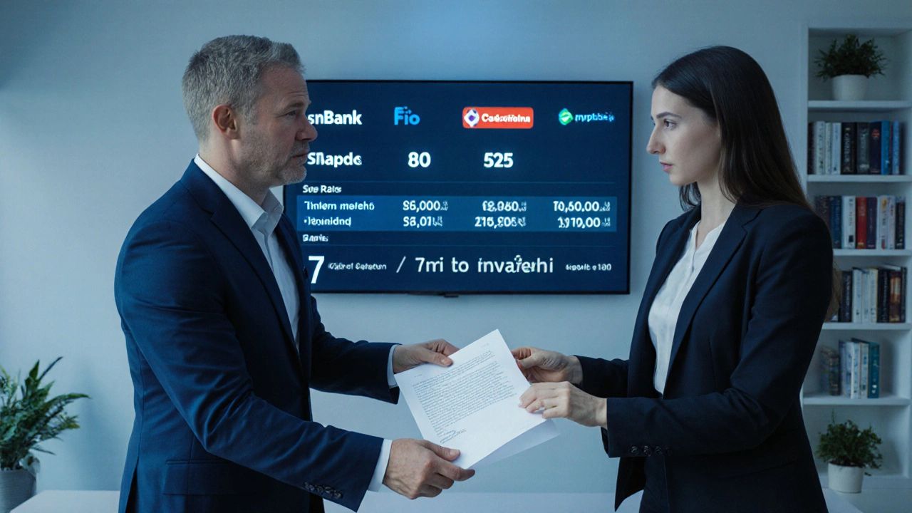 Hypoteční poradce předává klientovi schválení hypotéky v moderním kancelářském prostředí.