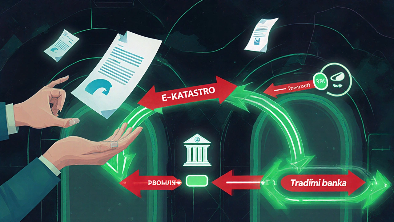 Konceptuální schéma rychlého procesu hypotéky s digitálními tokem a AI hodnocením.