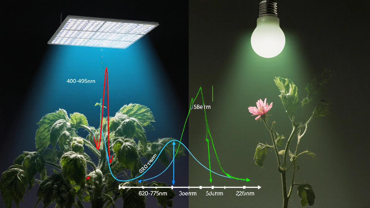 Porovnání růstu rostlin pod správným a špatným světlem