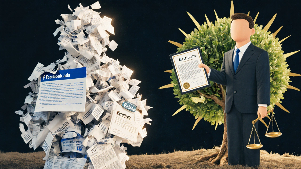 Symbolický obraz starého nekvalifikovaného makléře nahrazeného profesionálem s certifikátem.