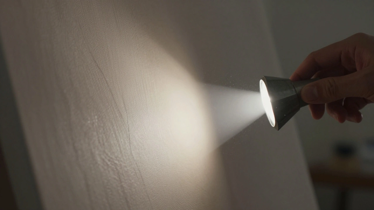 Ruka drží difuzní fólii nad LED světlem, které jemně osvětluje texturu obrazu bez odlesků.