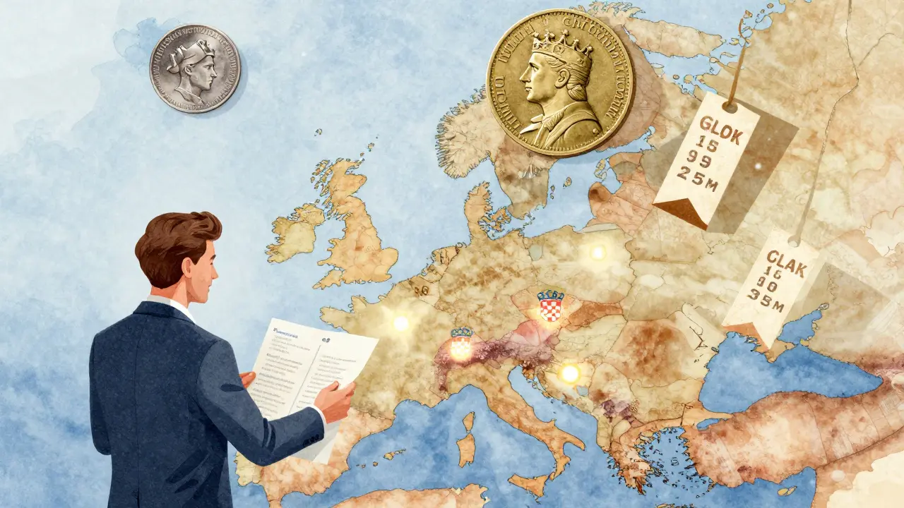 Český investitor s mapou Evropy a korunou, která ukazuje výhody zahraničních investic.