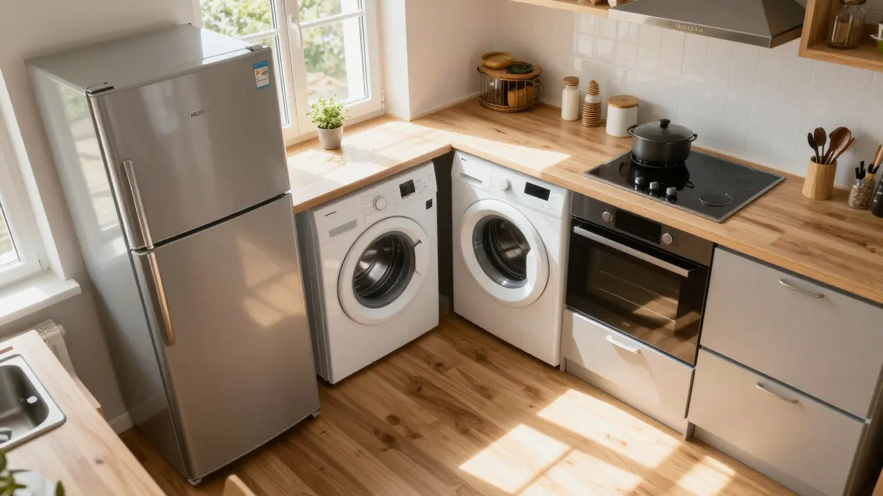 Interiér domu s inventářem spotřebičů pro prodej