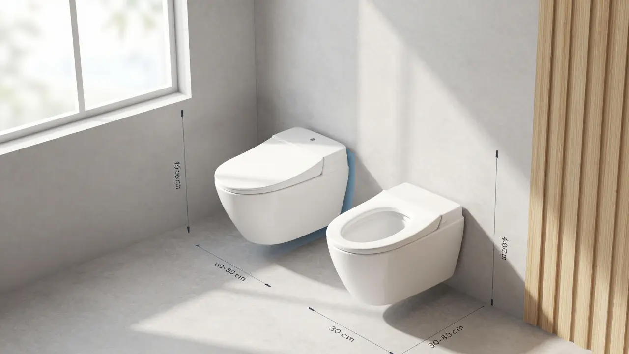 Schéma ergonomického rozmístění WC a bidetu v koupelně