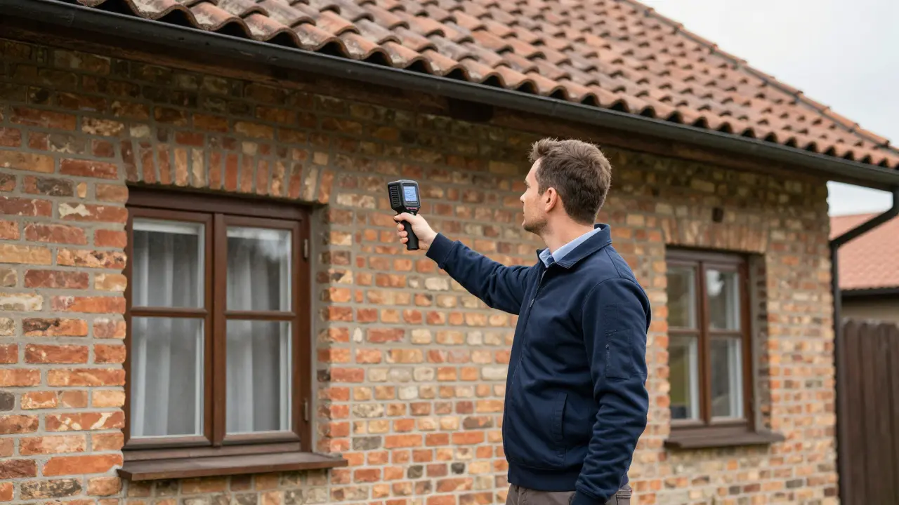 Energetický specialista zkoumá dům termokamerou