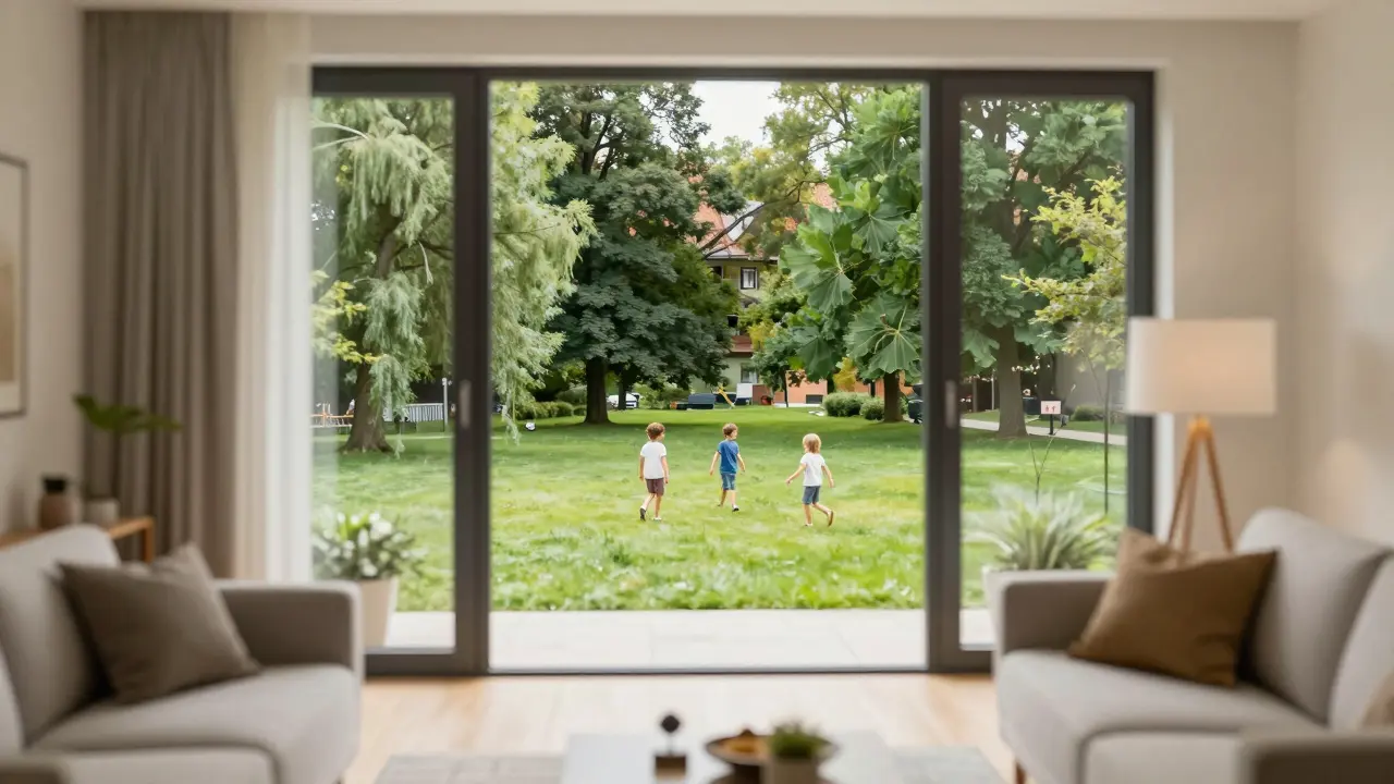 Rodinný byt s výhledem na zelený park pro děti v klidné čtvrti
