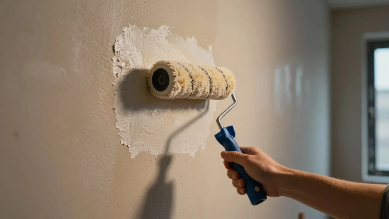 Applying primer to a prepared wall surface before painting