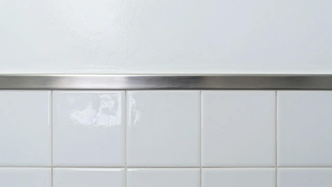 Ceramic tile and paint combination on a wall in a food production hall