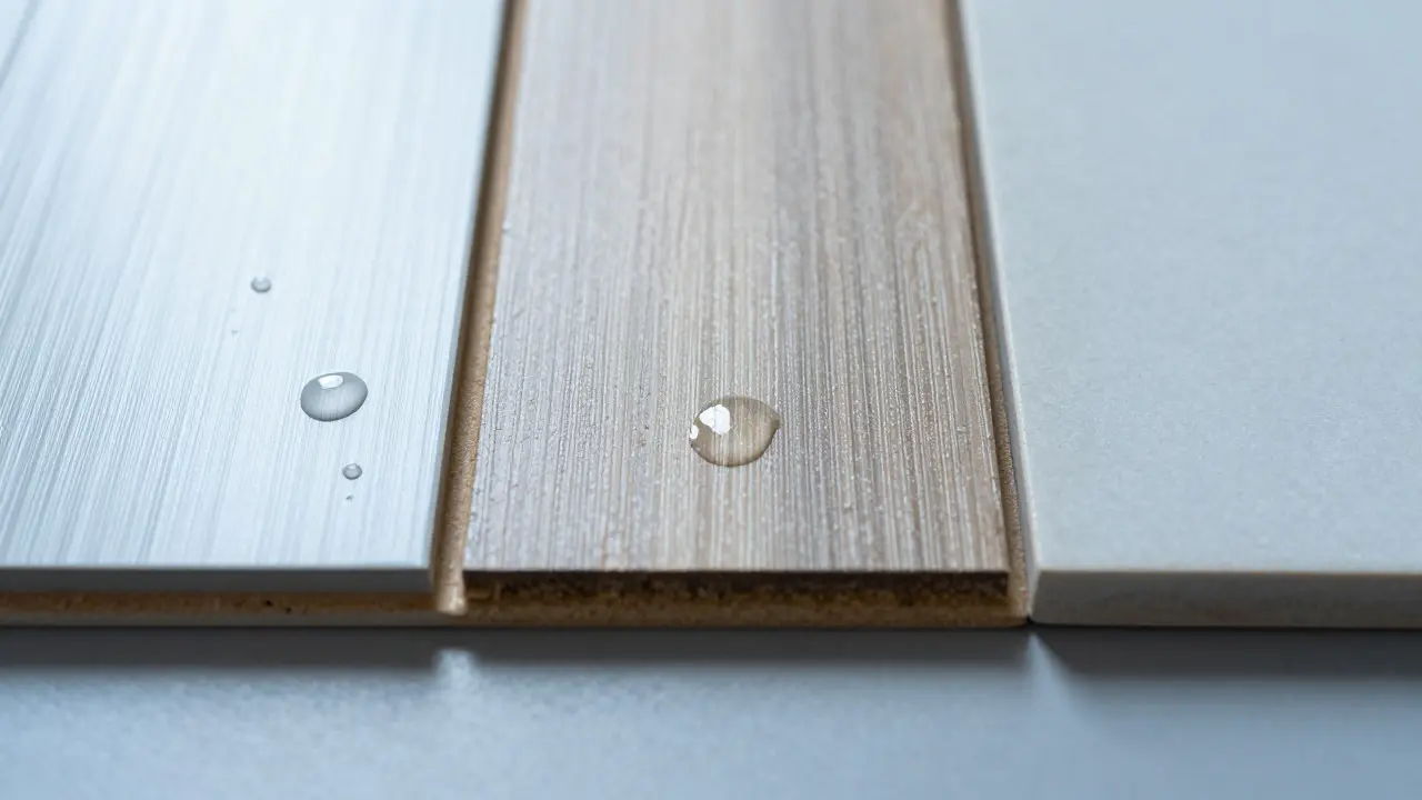 Srovnání odolnosti vinyle, laminátu a keramiky vůči vodě
