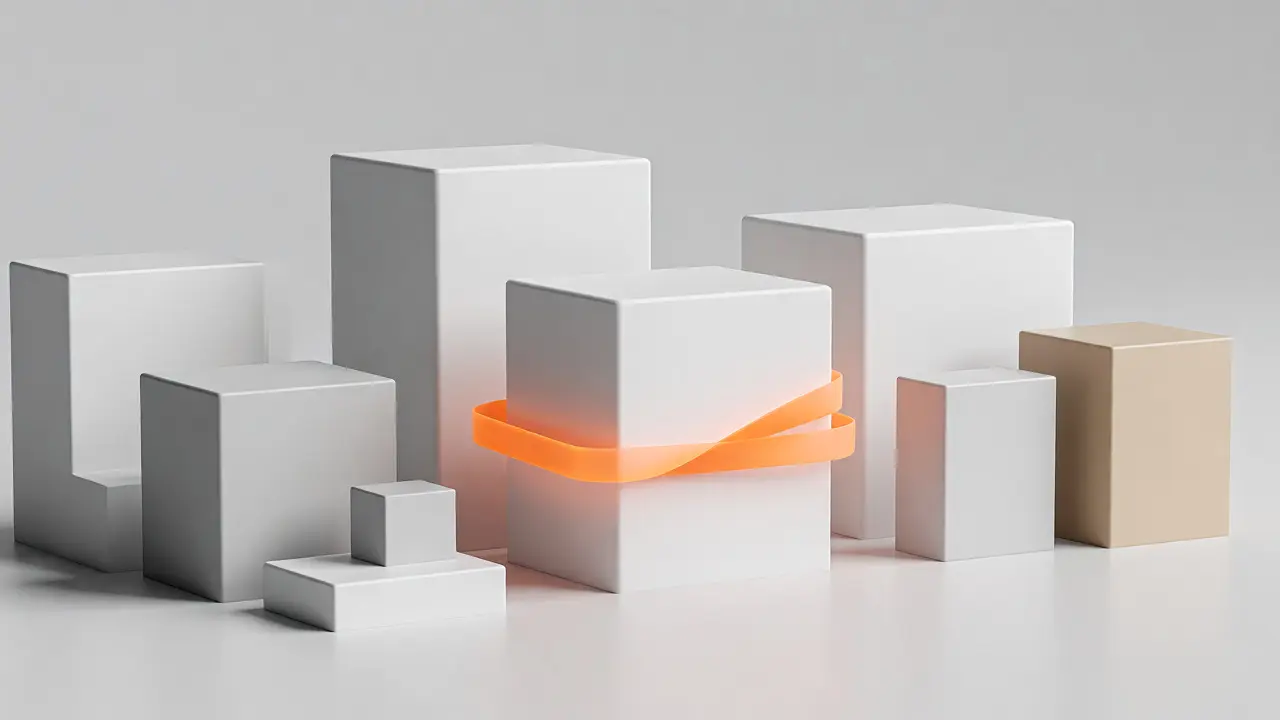 Abstraktní 3D vizualizace stabilizace trhu nemovitostí