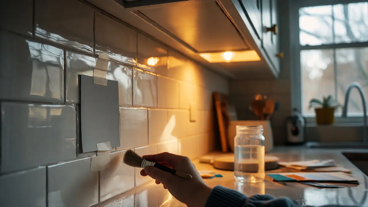 Detail testování barevných vzorků pod různým světlem