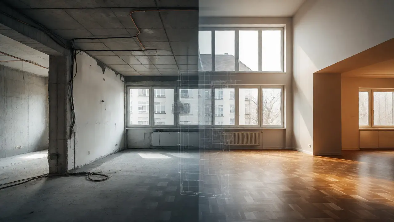 Koncept přestavby bytu z původního stavu na luxusní interiér
