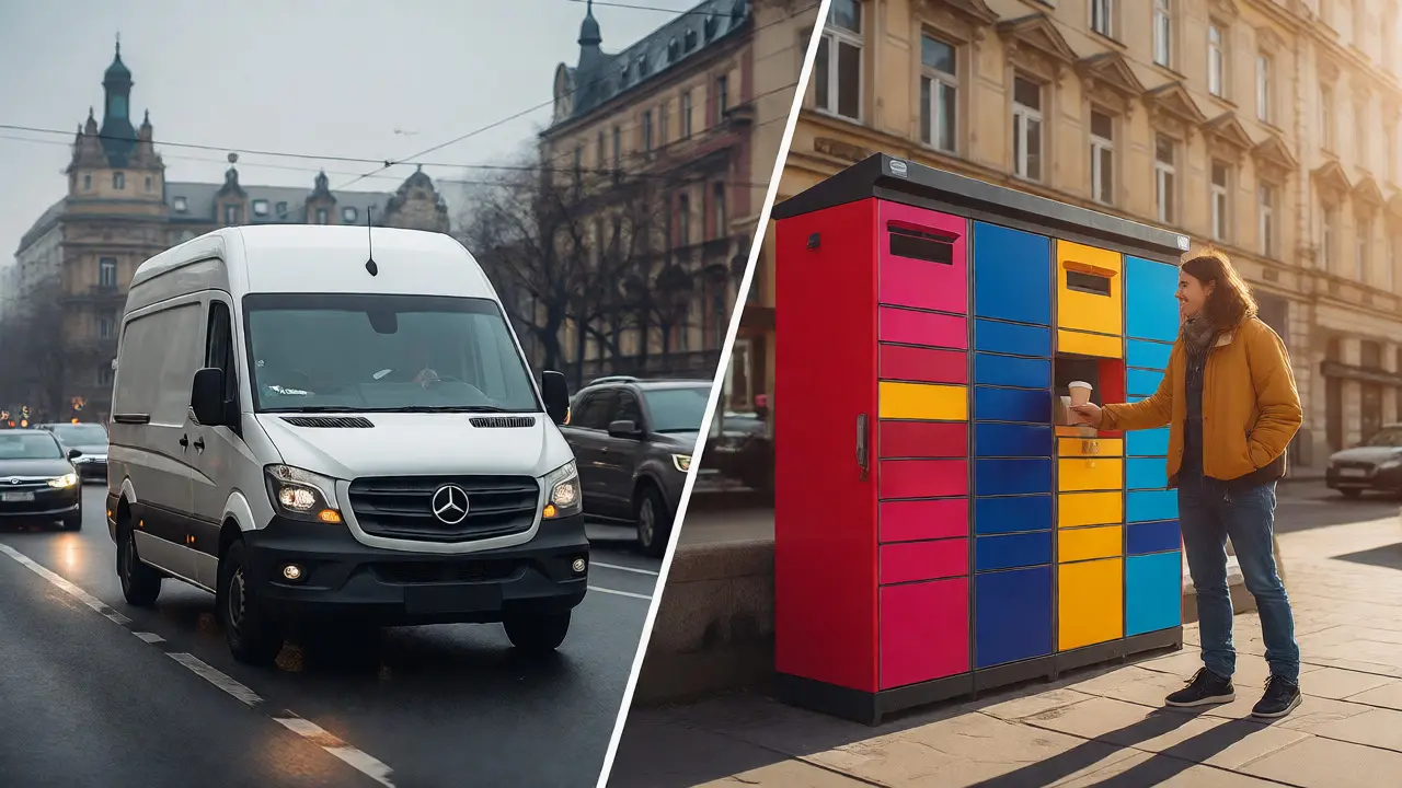 Srovnání drahého kurýra s levným vyzvednutím v balíkovém boxu.